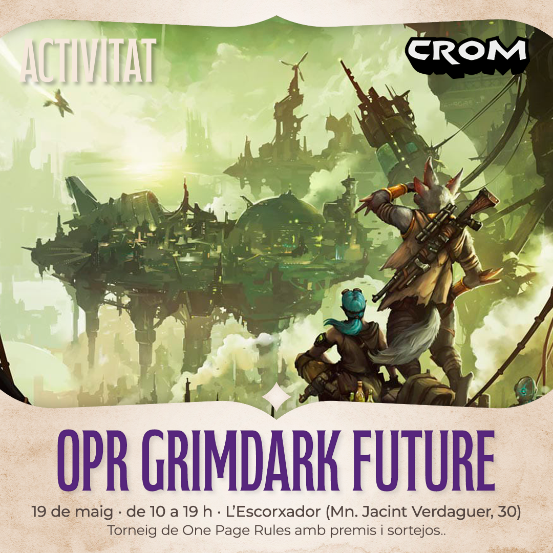 Cartell del torneig d'OPR Grimdark Future organitzat pel CROM al maig de 2024
